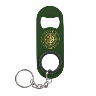 Gold Ship Wheel Helm Mini Flessenopener