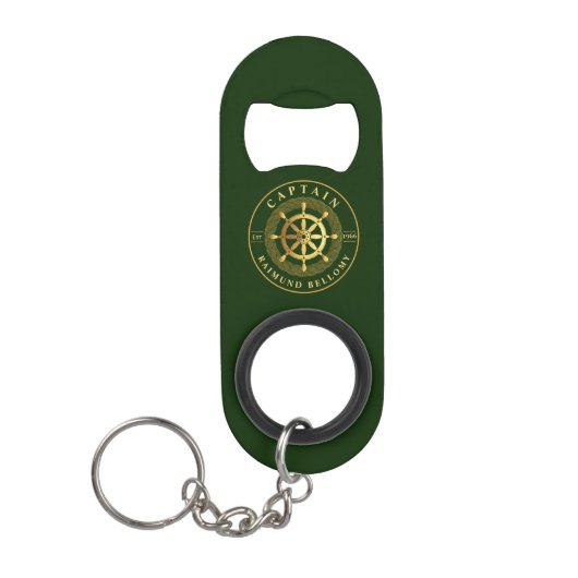 Gold Ship Wheel Helm Mini Flessenopener (Voorkant)