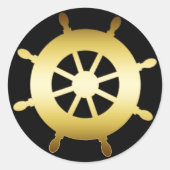 GOLD SHIP WHEEL RONDE STICKER (Voorkant)