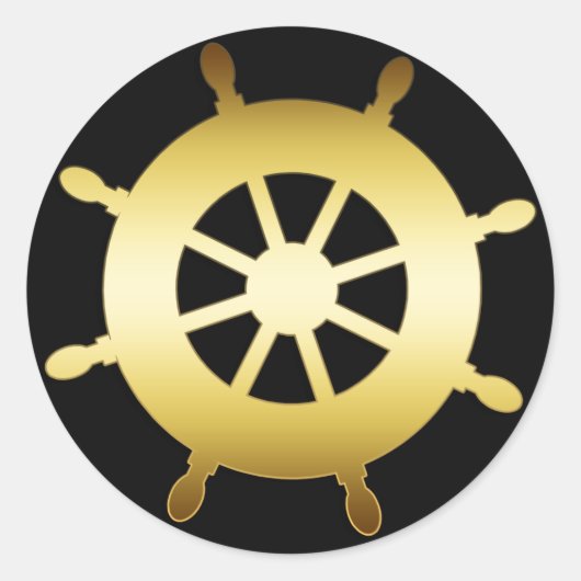 GOLD SHIP WHEEL RONDE STICKER (Voorkant)