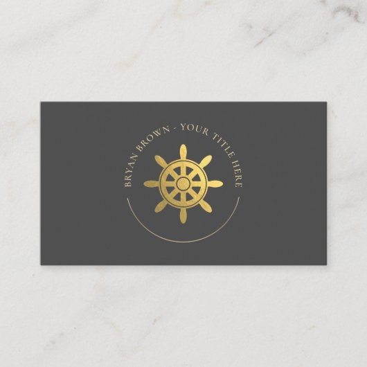 Gold Ships Wheel Logo Visitekaartje (Voorkant)