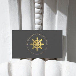 Gold Ships Wheel Logo Visitekaartje