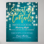Gold Signature Cocktail Drink Menu Wedding Decor Poster (Voorkant)
