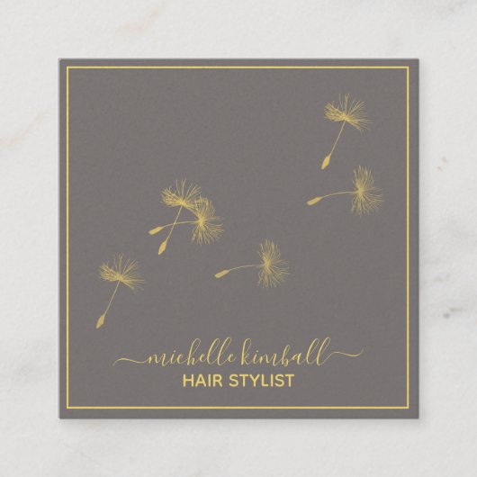 Gold Signature Dandelion | Square Business Vierkante Visitekaartje (Voorkant)