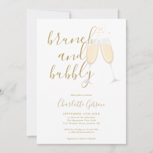 Gold Signature Script Brunch Bubble Vrijgezellenfe Kaart (Voorkant)