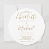 Gold Signature Script Circular Photo Wedding Kaart (Voorkant)