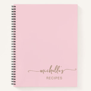 Gold Signature Script Cookbook Blush Pink Recipe Notitieboek