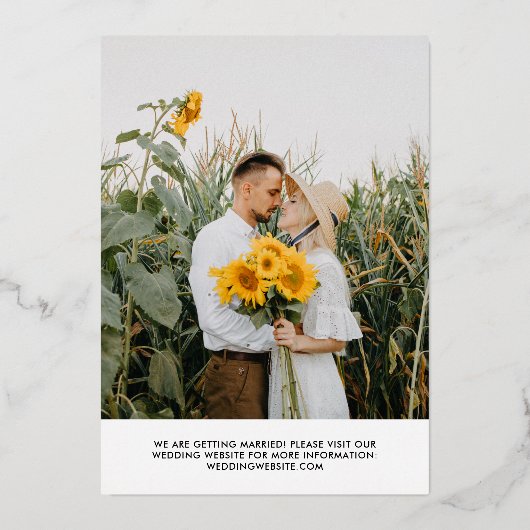 Gold Signature Script Photo Save the Date Folie Uitnodiging (Achterkant)