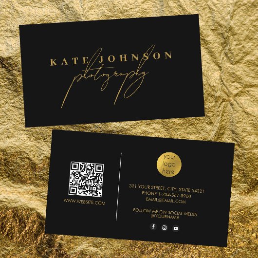 Gold Signature Script QR Code Social Media Visitekaartje