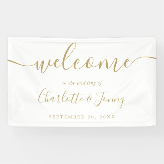 Gold Signature Script WeduwWelkomstbanner Spandoek (Horizontaal)