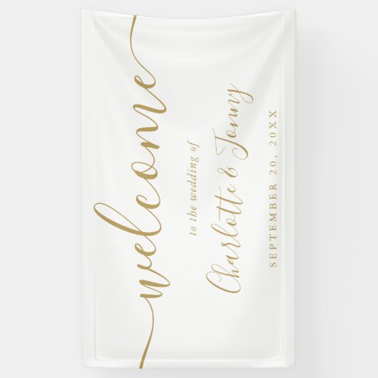 Gold Signature Script WeduwWelkomstbanner Spandoek (Verticaal)