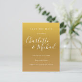 Gold Signature Wedding Save the Date Card Briefkaart (Staand voorkant)
