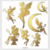 Gold Silhouette Fairies Sticker (Vel)
