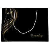 Gold Silhouette Girl op Black Groot Cadeauzakje (Voorkant)