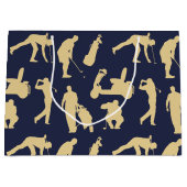 Gold Silhouette Golfer Afbeeldingen Groot Cadeauzakje (Voorkant)