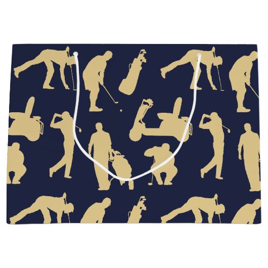 Gold Silhouette Golfer Afbeeldingen Groot Cadeauzakje (Voorkant)