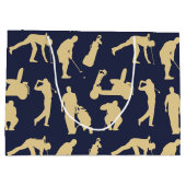 Gold Silhouette Golfer Afbeeldingen Groot Cadeauzakje (Achterkant)