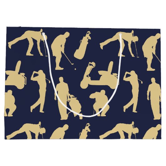 Gold Silhouette Golfer Afbeeldingen Groot Cadeauzakje (Achterkant)