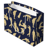 Gold Silhouette Golfer Afbeeldingen Groot Cadeauzakje (Achterkant Gekanteld)