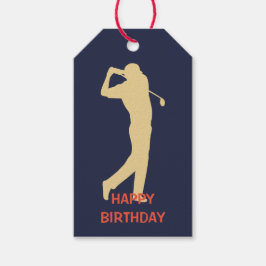 Gold Silhouette Golfer Birthday Cadeaulabel