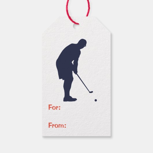Gold Silhouette Golfer Birthday Cadeaulabel (Achterkant)