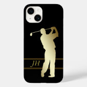 Gold Silhouette Golfer Monogram Case-Mate iPhone Case (Achterkant)