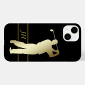 Gold Silhouette Golfer Monogram Case-Mate iPhone Case (Achterkant (horizontaal))