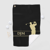 Gold Silhouette Golfer Monogram Golfhanddoek (Insitu)