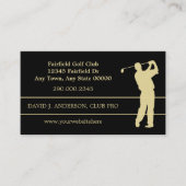 Gold Silhouette Golfer op zwart Visitekaartje (Voorkant)