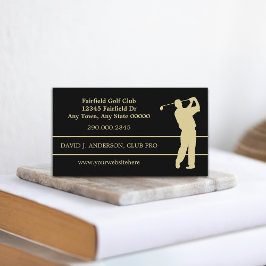 Gold Silhouette Golfer op zwart Visitekaartje