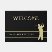 Gold Silhouette Golfer Welkom