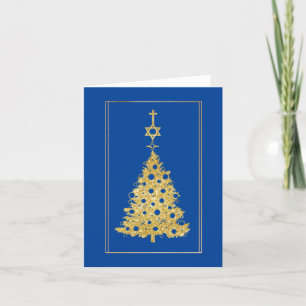 Gold Silhouette kerstboom Chrismukkah Card Kaart