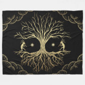 Gold Silhouette Kokopelli Fleece Blanket (Voorkant (Horizontaal))