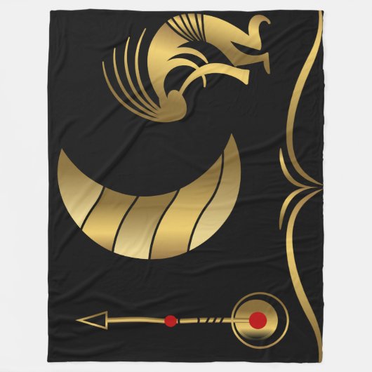 Gold Silhouette Kokopelli Fleece Blanket Deken (Voorkant)