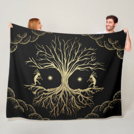 Gold Silhouette Kokopelli Fleece Blanket Deken