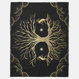 Gold Silhouette Kokopelli Fleece Blanket Deken