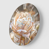 Gold Silk Elegant Unique Roos Art Dream Grote Klok (Hoek)