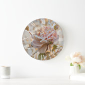 Gold Silk Elegant Unique Roos Art Dream Grote Klok (Huis)