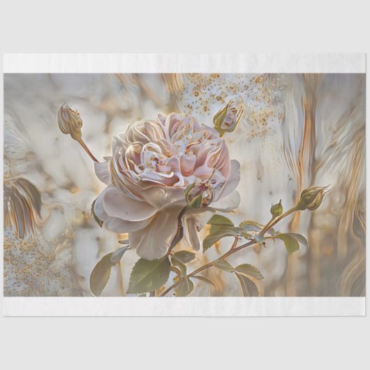 Gold Silk Elegant Unique Roos Art Dream Tissuepapier (Voorkant)