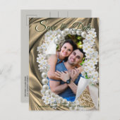 Gold Silk- en artikelparels opslaan datum Aankondigingskaart (Voorkant / Achterkant)