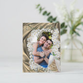 Gold Silk- en artikelparels opslaan datum Aankondigingskaart (Staand voorkant)