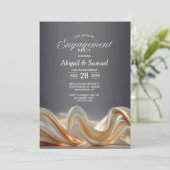 Gold Silk Engagement Party Kaart (Staand voorkant)