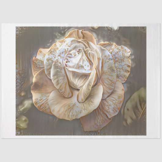 Gold Silk Moderne Roos Art Dream Tissuepapier (Voorkant)