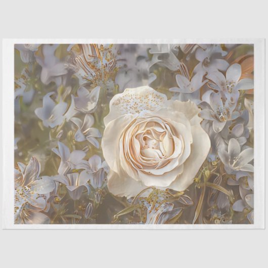 Gold Silk Popular Unieke Roos Art Dream Tissuepapier (Voorkant)