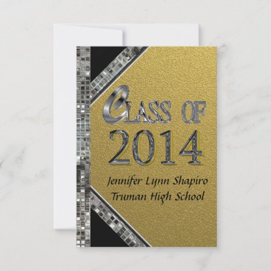 Gold & Silver 2014 Graduation Invitations Kaart (Voorkant)