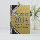 Gold & Silver 2014 Graduation Invitations Kaart (Staand voorkant)