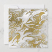 Gold Silver Abstract Marble Gray Birthday Party Kaart (Achterkant)