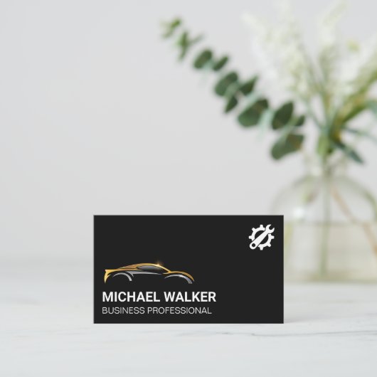 Gold Silver Auto Logo | Tandwielmoersleutel Visitekaartje (Staand voorkant)