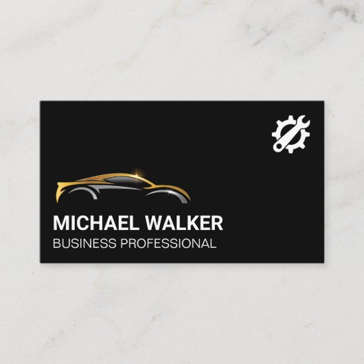 Gold Silver Auto Logo | Tandwielmoersleutel Visitekaartje (Voorkant)