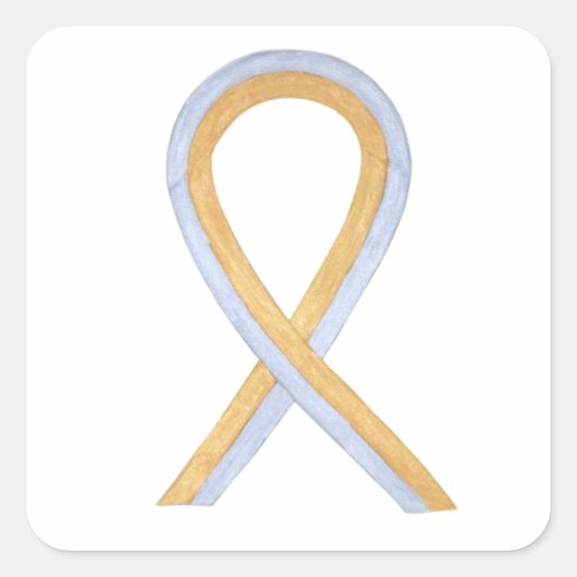 Gold & Silver Awareness Ribbon Art Sticker Decalen (Voorkant)